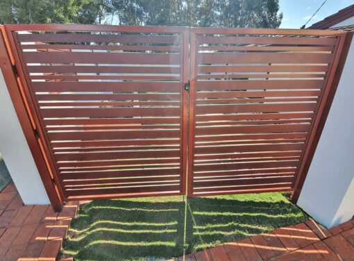Supply and Install Double Aluminium Gates (Timber Look)