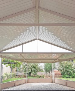 Gable Roof Patios Perth in the garden