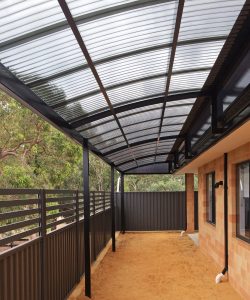 Half Dome Patio with Grey Polycarb roof sheeting