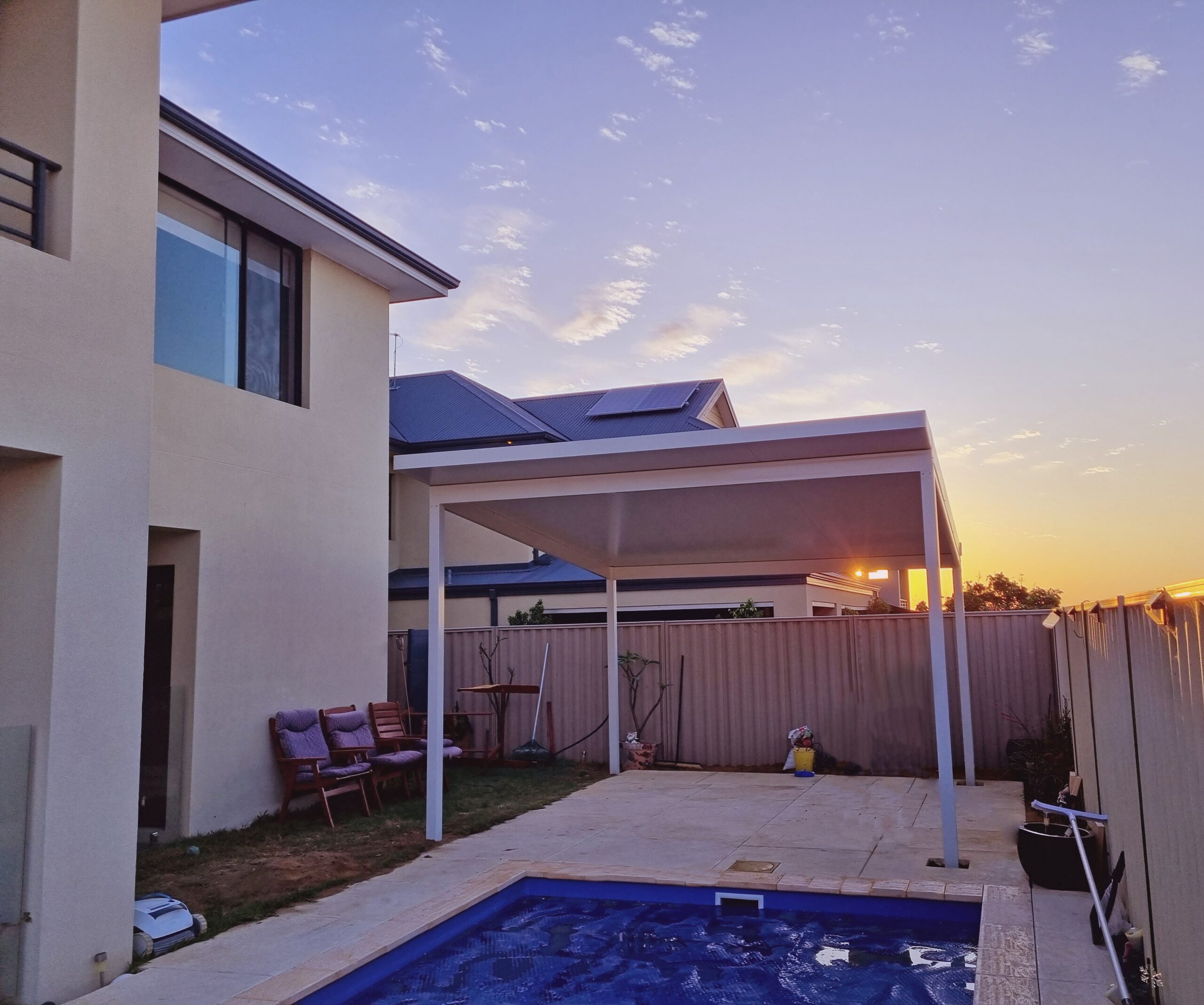 Sunset patio roof pool